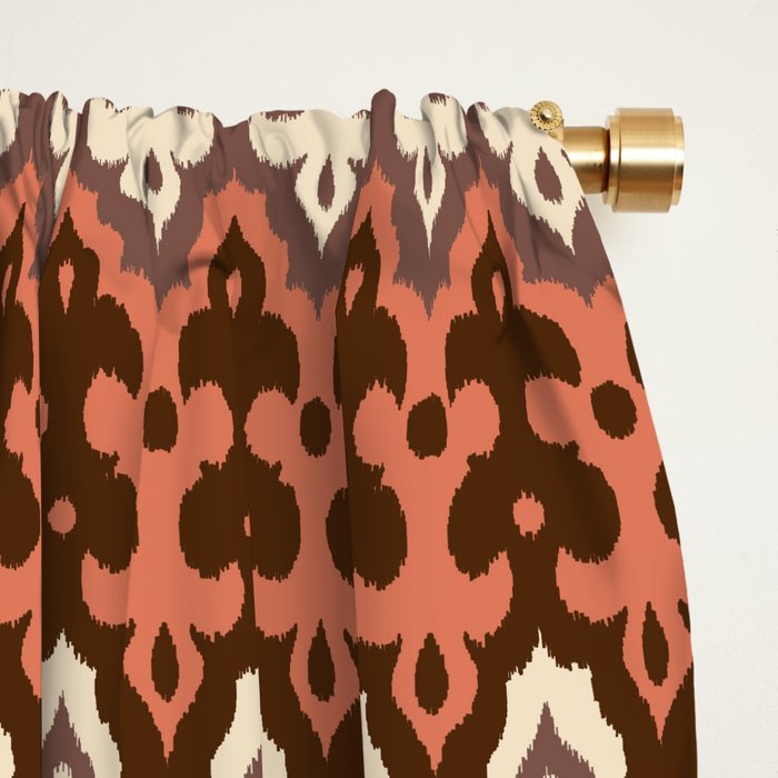 Moroccan Ikat Damask Brown Cream Taupe Rust Blackout Curtain