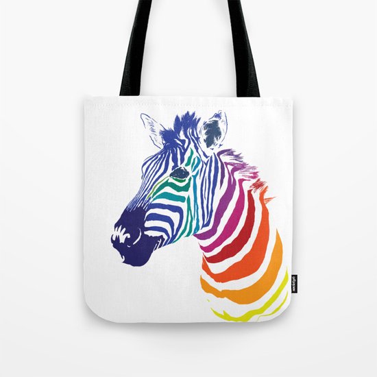 Rainbow Zebra Colorful Animals Whimsical Art Tote Bag