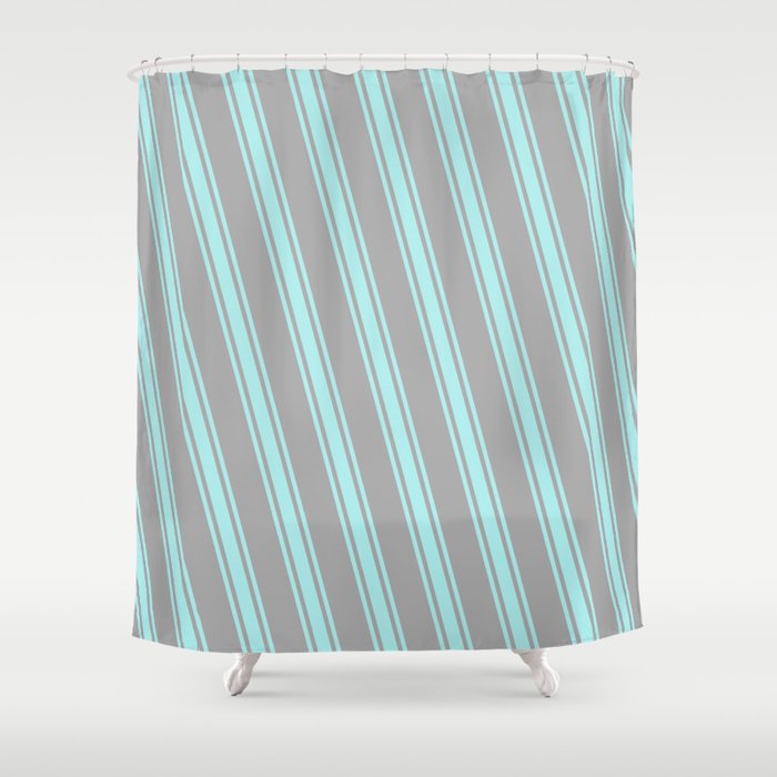 Dark Gray and Turquoise Colored Stripes/Lines Pattern Shower Curtain