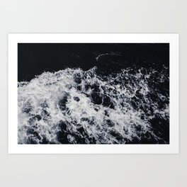 OCEAN - WAVES - SEA - ROCKS - DARK - WATER Art Print