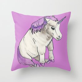 Diana's Unicorn - Pink background Throw Pillow
