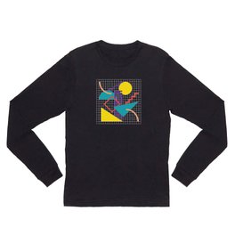 Memphis Pattern - 80s Retro Black Long Sleeve T Shirt