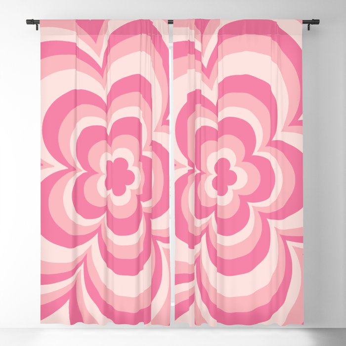 Groovy Pink Flower Blackout Curtain