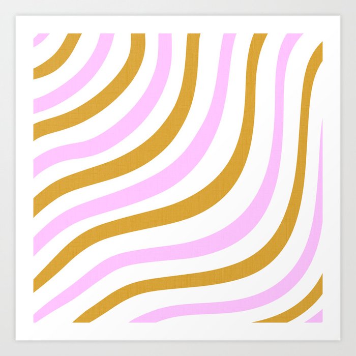 Pastel Pink and Gold Stripes Art Print
