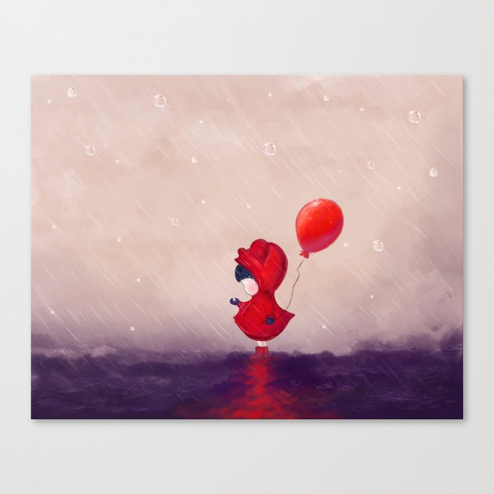 Girl with a red balloon  Canvas Print