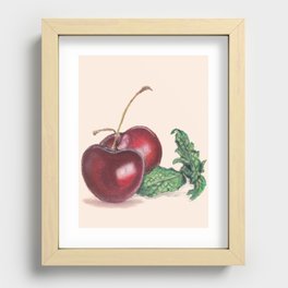 Cherries & basil Recessed Framed Print