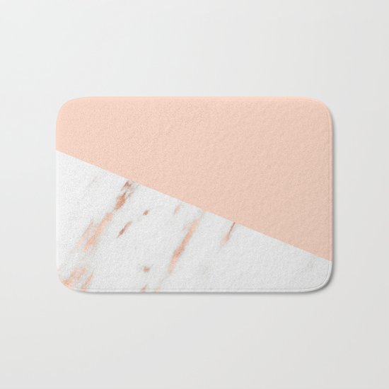 Pink Quartz and White Marble Rose Gold Bath Mat