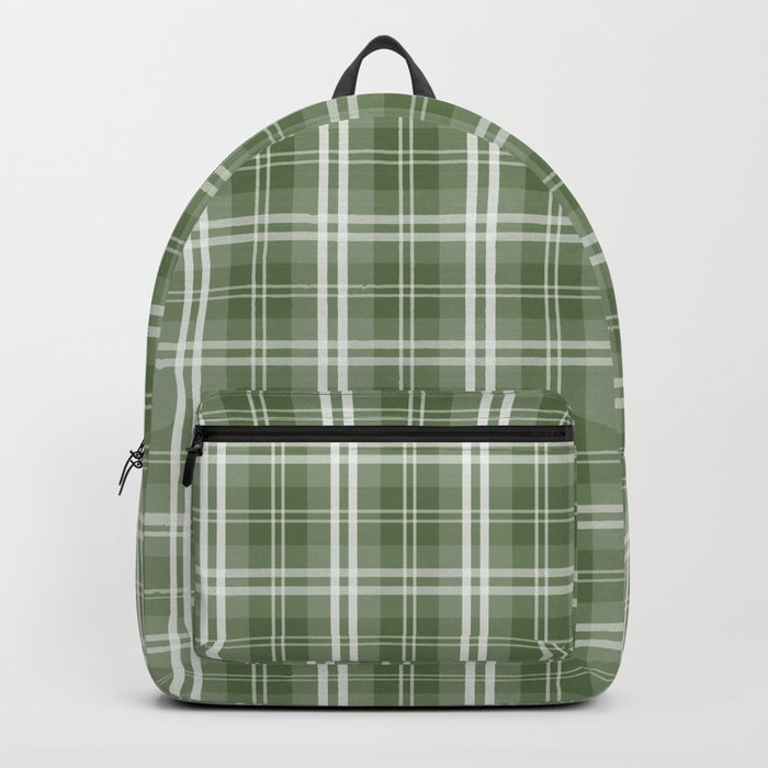 Spring 2017 Designer Color Kale Green Tartan Plaid Check Backpack by  PodArtist
