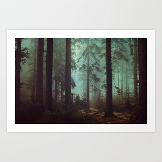 Shadows in the morning mist Art Print