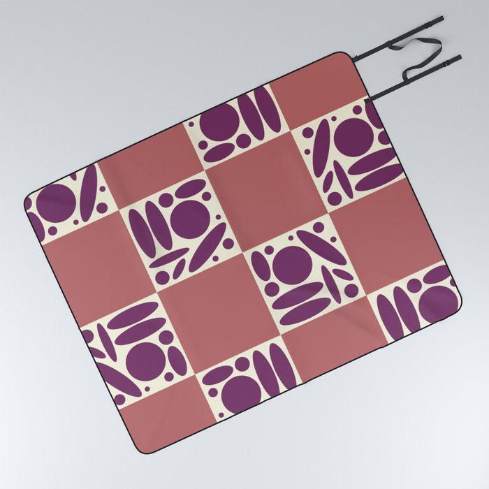Geometric modern shapes checkerboard 15 Picnic Blanket