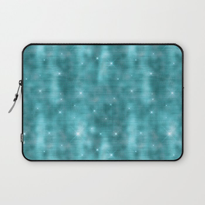 Glam Turquoise Diamond Shimmer Glitter Laptop Sleeve