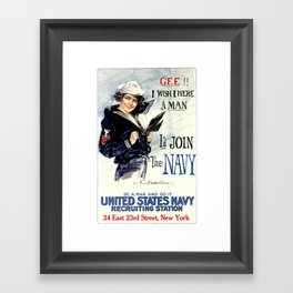 Vintage U.S. Navy Recruitment Poster Framed Art Print