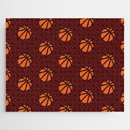 Red Basketball Lover Sports Fan Print Pattern Jigsaw Puzzle