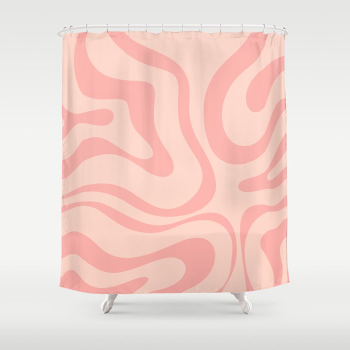 Soft Blush Pink Liquid Swirl Modern Abstract Pattern Shower Curtain