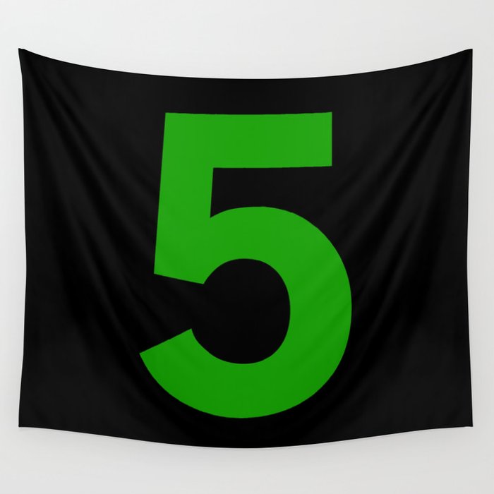 Number 5 (Green & Black) Wall Tapestry