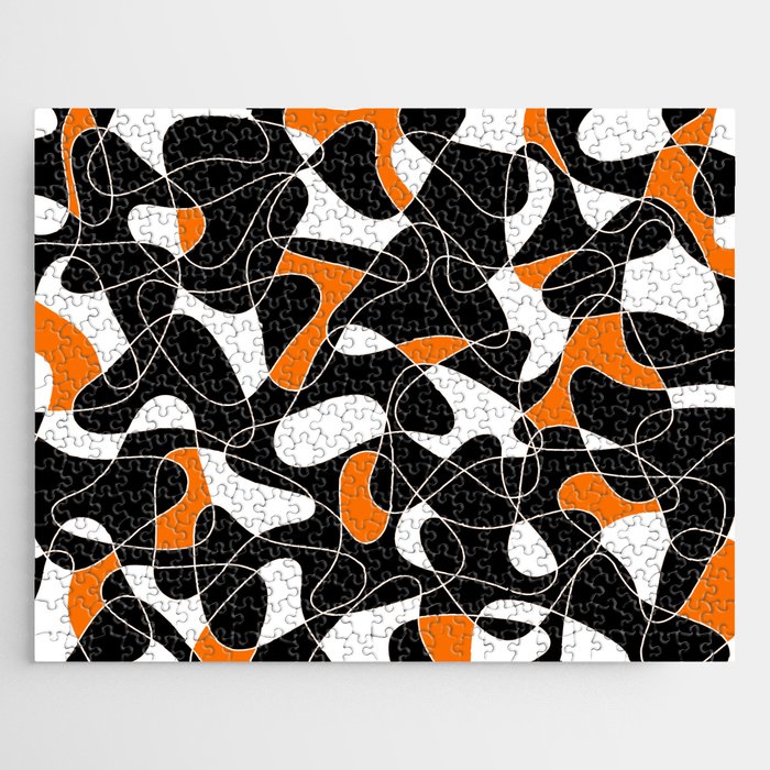 Abstract pattern - orange, black and white.  Jigsaw Puzzle