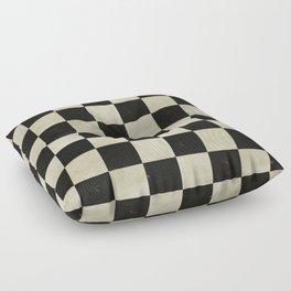 Distressed Black and White Checkerboard Pattern Floor Pillow
