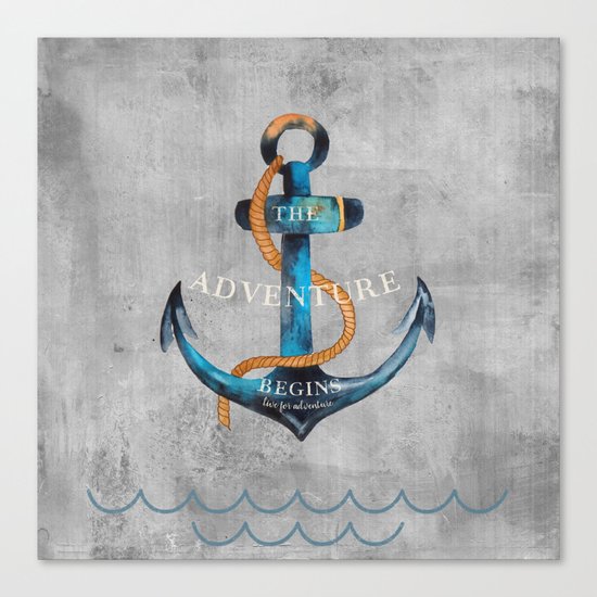 Maritime Design- Nautic Anchor Navy Marine Beach Canvas Print