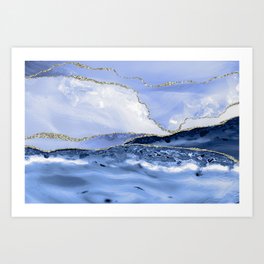  Blue Antartic Ocean Marble Waves Seascape Art Print