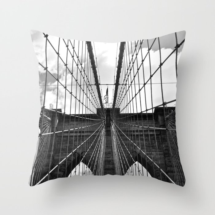 Brooklyn Bridge Old School Throw Pillow