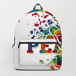 Peace Hand Sign in Art Splash Tie Dye style for Hippie graphic Backpack