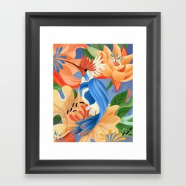 Floral Hummingbird  Framed Art Print