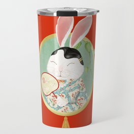 Oriental Rabbit Red Travel Mug