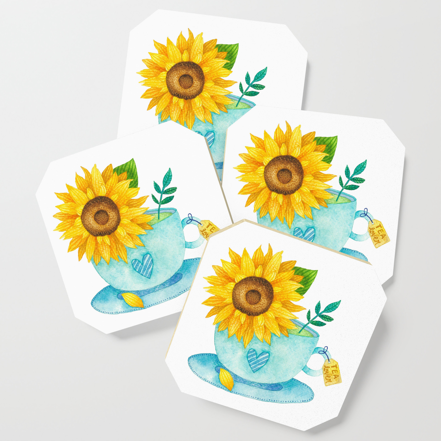 Sunflower Cup Of Tea Coaster By Juliaantoniaocana Society6