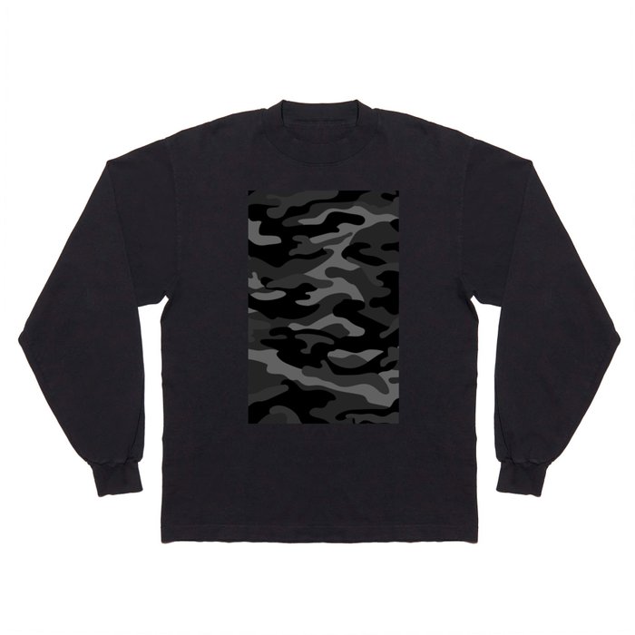 Camouflage Pattern Black Long Sleeve T Shirt