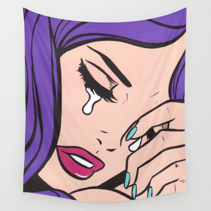 Purple Crying Comic Girl Wandbehang