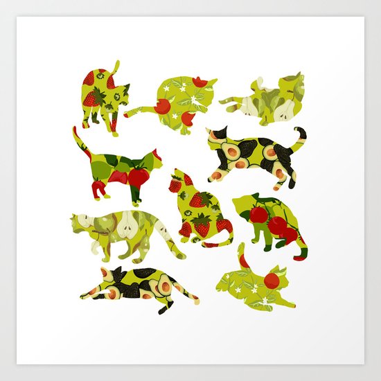 Kitchen Cats Art Print