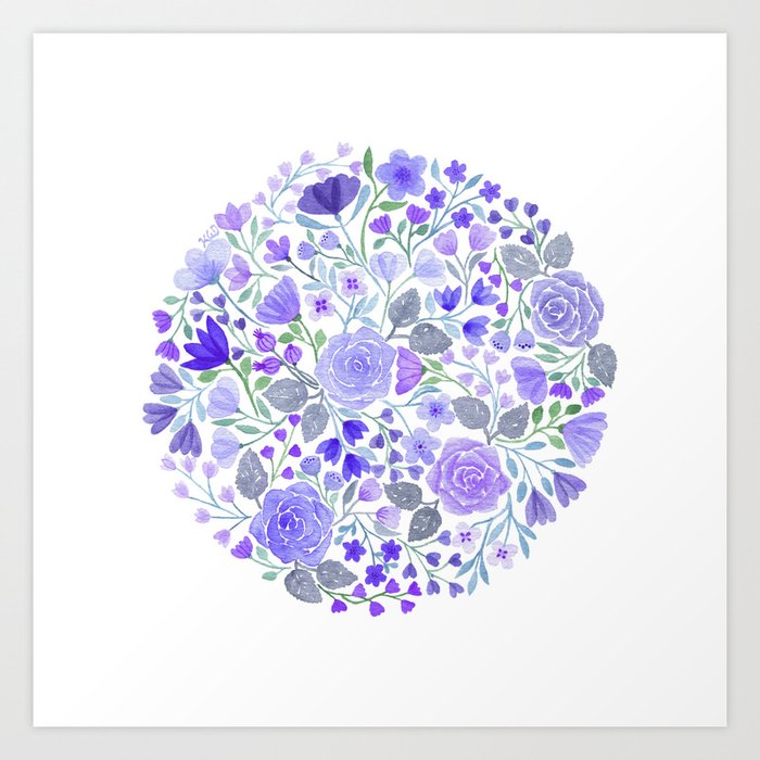 Purple flower circle Art Print
