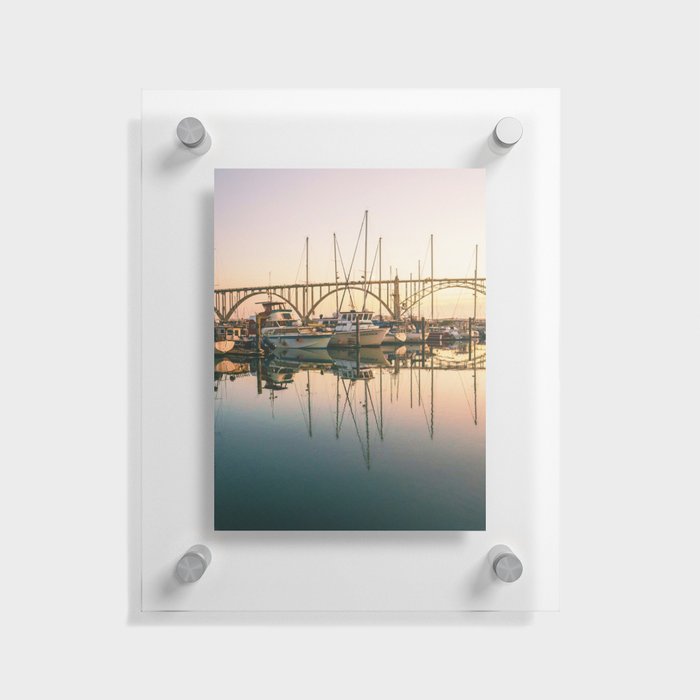 Sailboats at Sunset Oregon Coast Floating Acrylic Print