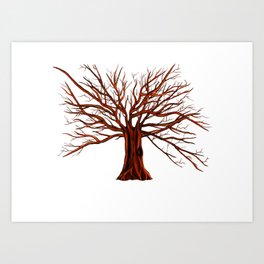 Tree illustration  Art Print | One, Brown, Large, Drawing, Collection, Botany, Watercolor, Branch, Landscape, Big 