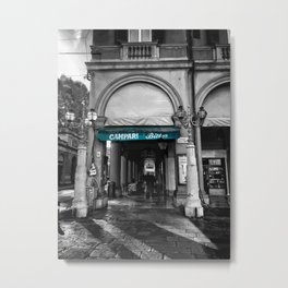 Black and White Bologna Street Photography Vector Green Metal Print