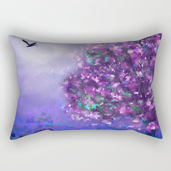 Autumn Tree in Blue and Purple Rectangular Pillow