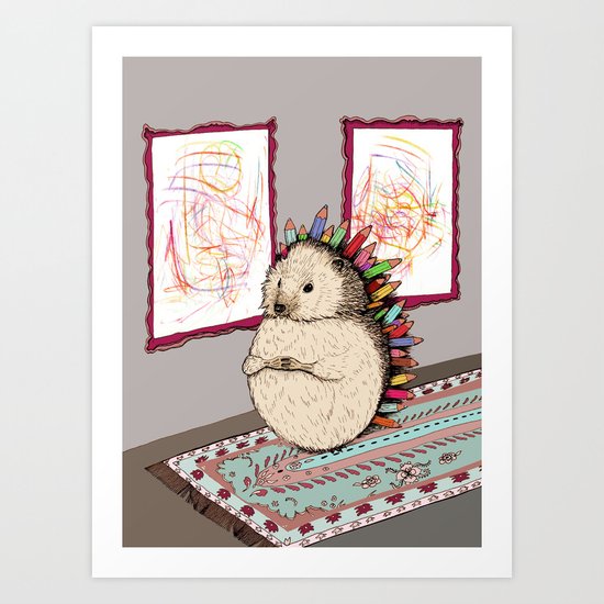 Hedgehog Artist Art Print