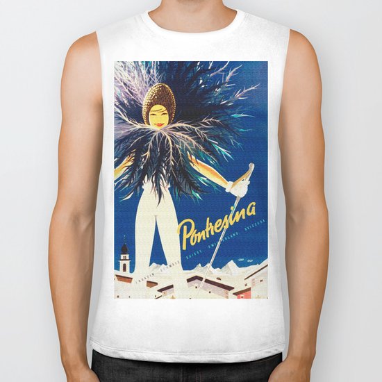 Vintage Travel Pontresina Switzerland Biker Tank