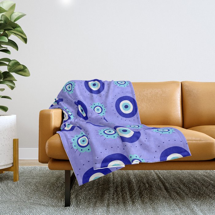 Nazar Boncugu, Nazar Amulet, The Evil Eye Protection, Mau Olhado, Jettatura, Mavi Boncuk, Göz Boncug Throw Blanket