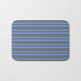 [ Thumbnail: Cornflower Blue and Dim Grey Colored Stripes Pattern Bath Mat ]