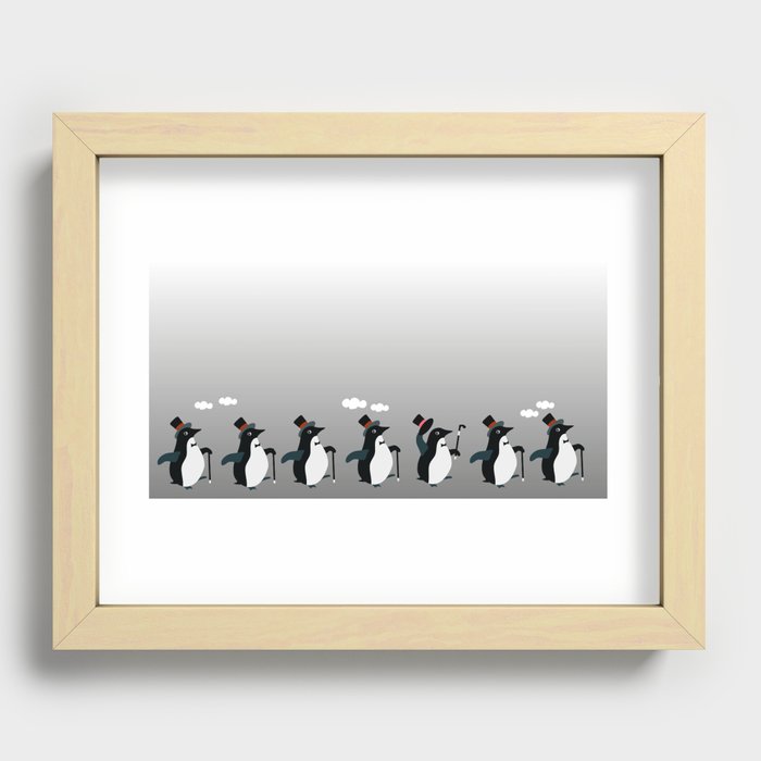 Penguin Parade Recessed Framed Print