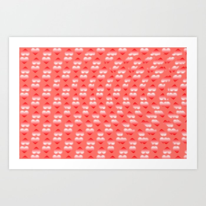 Hearts Pattern And Stereogram See The Hidden 3d Image Art Print
