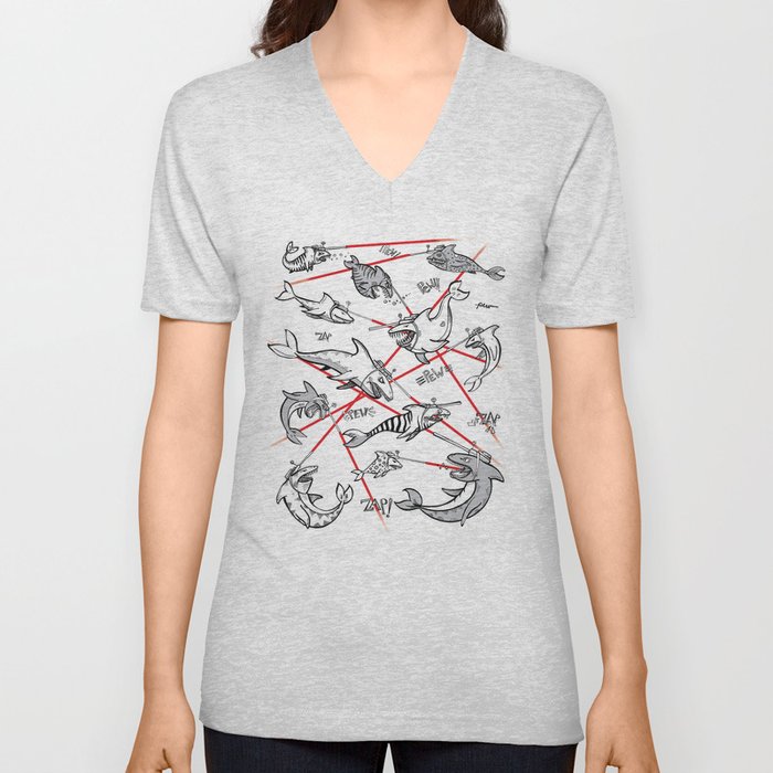 Sharks with friken lazers on their heads V Neck T Shirt