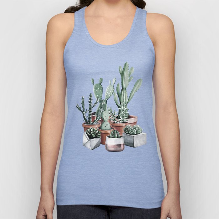 Potted Cacti + Succulents Rose Gold Tank Top