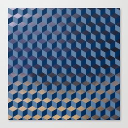 Wintery Blue 3D Cube Texture Pattern Canvas Print
