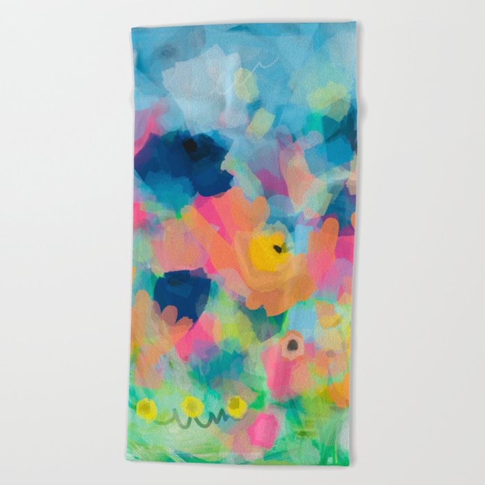 Colorful Flower Field Beach Towel