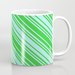 [ Thumbnail: Turquoise & Lime Green Colored Pattern of Stripes Coffee Mug ]