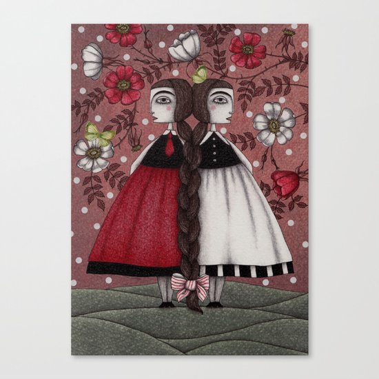 Snow-White and Rose-Red (1) Canvas Print