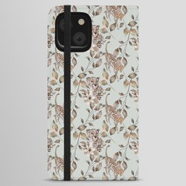 Leopard Leaves Pattern iPhone Wallet Case