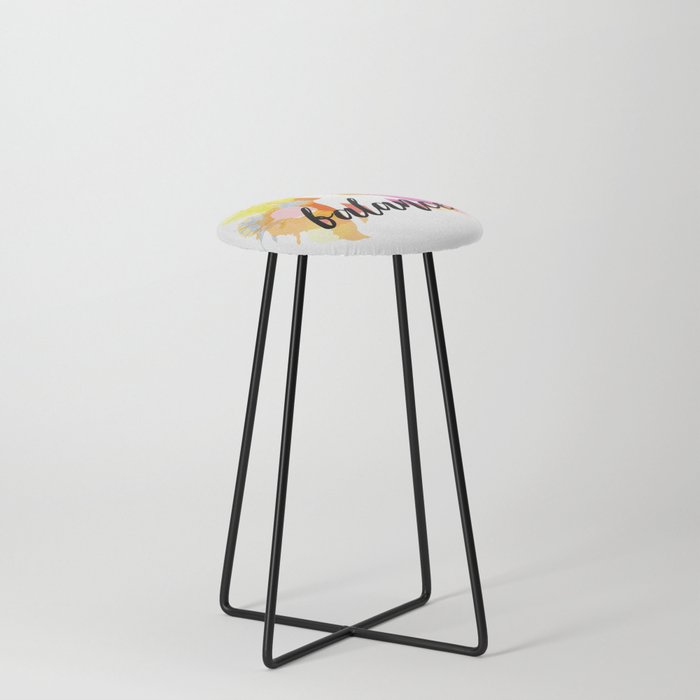 Silhouette of a woman sitting balanced in lotus pose watercolor	 Counter Stool